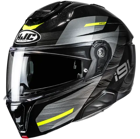 HJC I91 Dusk Svart/Gul Svart / Gul Åpningshjelm 