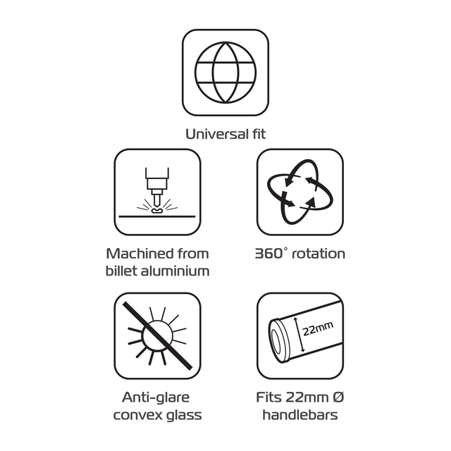 Oxford OX511 Arrow 360 Bar End Speil – 