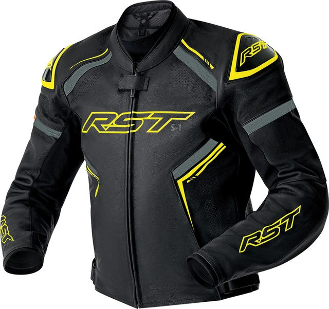 RST S1 D3O Skinn Jakke - Svart/Neon Gul 