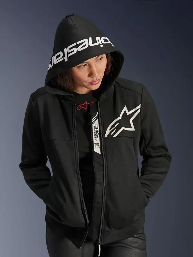 Alpinestars Chrome V2 Dame MC-Hoodie Svart/Hvit 
