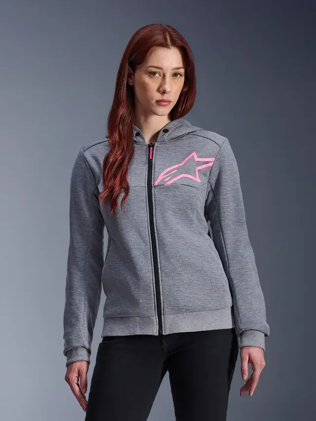 Alpinestars Chrome V2 Dame MC-Hoodie Grå/Rosa 