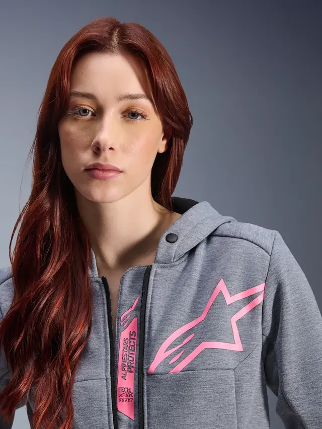Alpinestars Chrome V2 Dame MC-Hoodie Grå/Rosa 