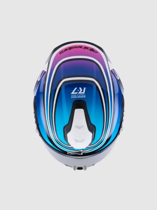 Alpinestars MC-Hjelm S-R7 Zeal Black/Blue/Pink Fluo/White 