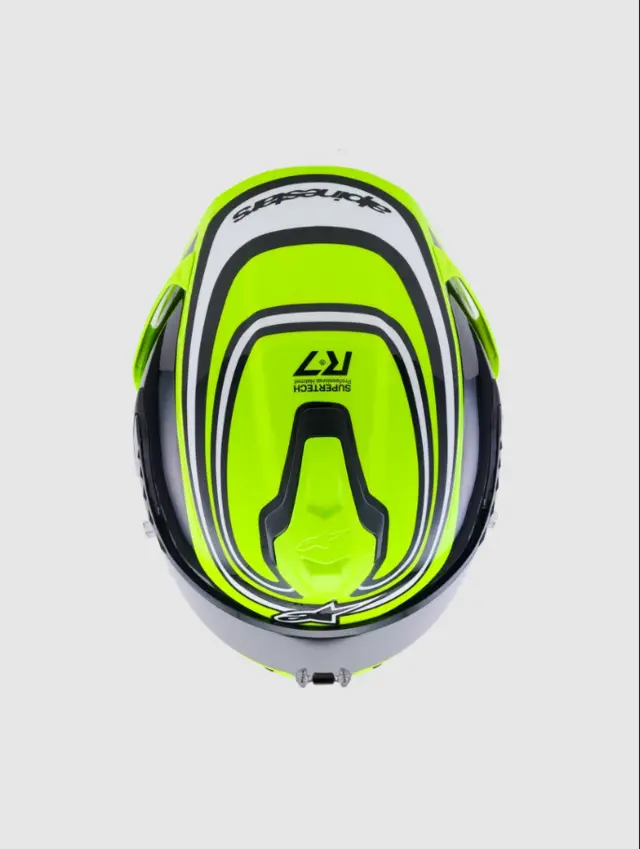 Alpinestars MC-Hjelm S-R7 Zeal Yellow Fluo/Black/White Glossy 