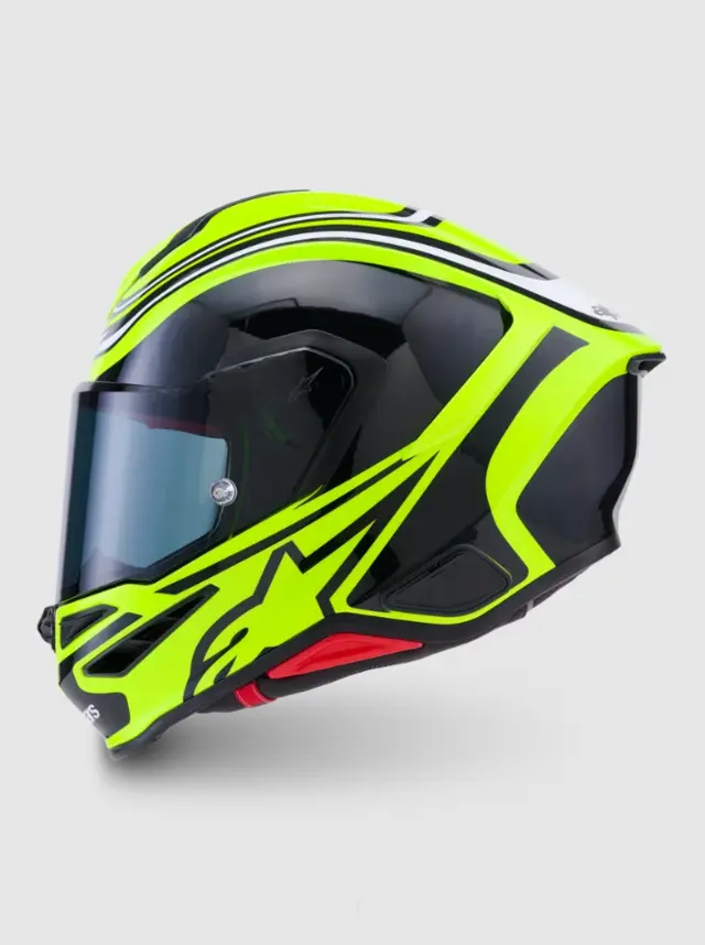 Alpinestars MC-Hjelm S-R7 Zeal Yellow Fluo/Black/White Glossy 