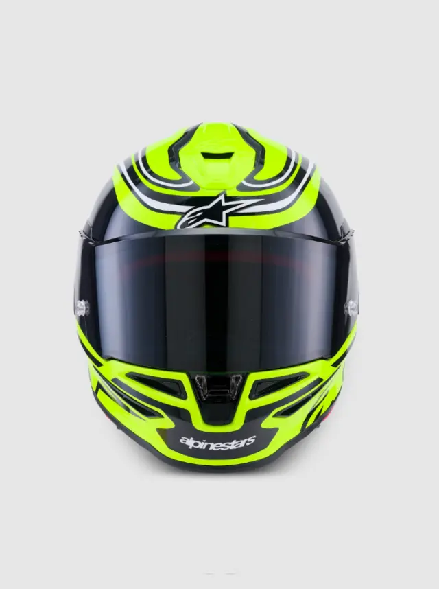Alpinestars MC-Hjelm S-R7 Zeal Yellow Fluo/Black/White Glossy 