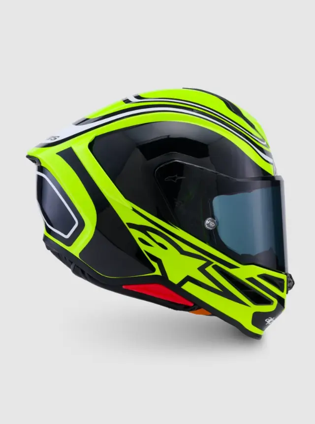 Alpinestars MC-Hjelm S-R7 Zeal Yellow Fluo/Black/White Glossy 