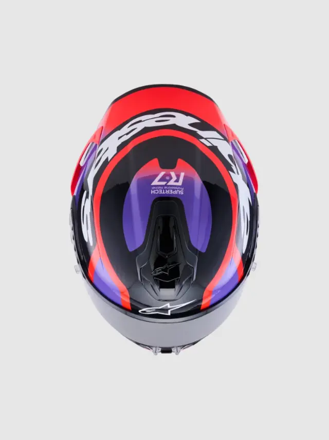 Alpinestars MC-Hjelm S-R7 Lumen Black/Purple/Red Fluo/White Glossy 