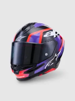 Alpinestars MC-Hjelm S-R7 Lumen Black/Purple/Red Fluo/White Glossy