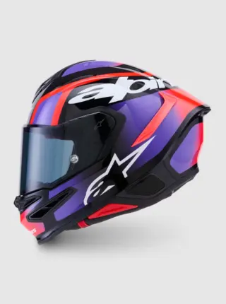 Alpinestars MC-Hjelm S-R7 Lumen Black/Purple/Red Fluo/White Glossy