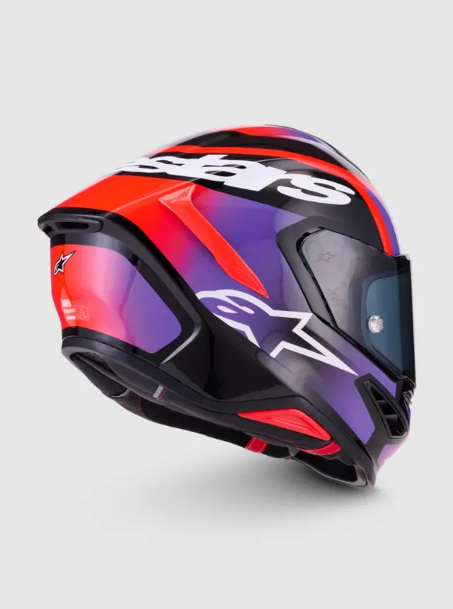 Alpinestars MC-Hjelm S-R7 Lumen Black/Purple/Red Fluo/White Glossy 