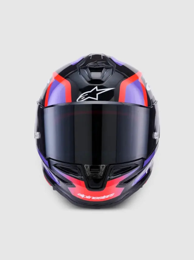 Alpinestars MC-Hjelm S-R7 Lumen Black/Purple/Red Fluo/White Glossy 