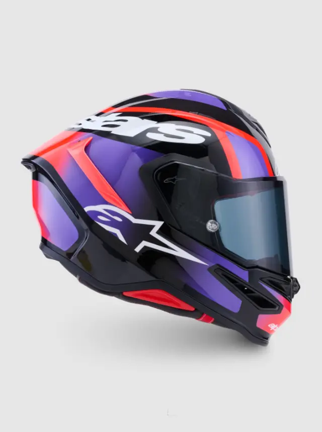 Alpinestars MC-Hjelm S-R7 Lumen Black/Purple/Red Fluo/White Glossy 