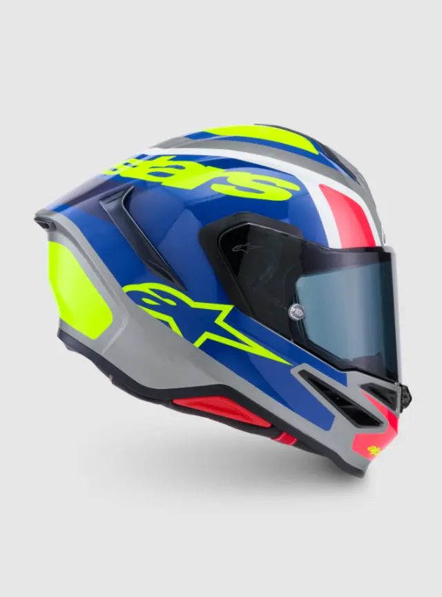 Alpinestars MC-Hjelm S-R7 Lumen Silver/Black/Pink/Yellow Fluo Glossy 