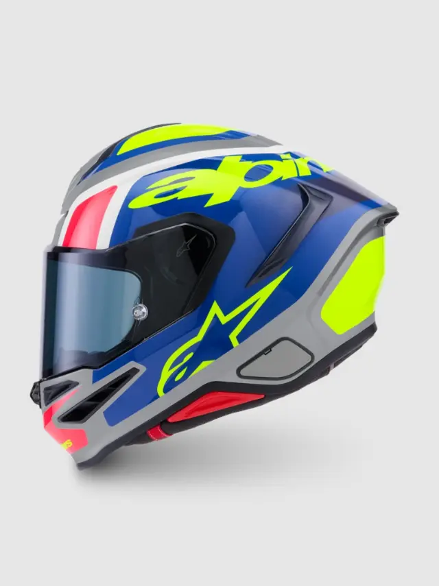 Alpinestars MC-Hjelm S-R7 Lumen Silver/Black/Pink/Yellow Fluo Glossy 