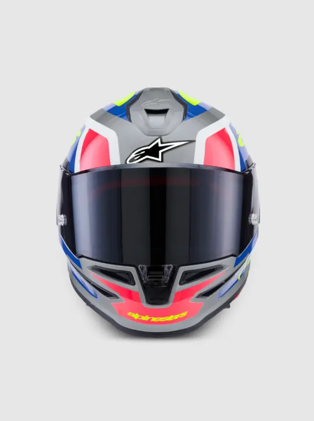 Alpinestars MC-Hjelm S-R7 Lumen Silver/Black/Pink/Yellow Fluo Glossy 