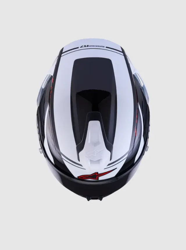 Alpinestars MC-Hjelm S-R7 A-Core Black/White/Red Glossy 