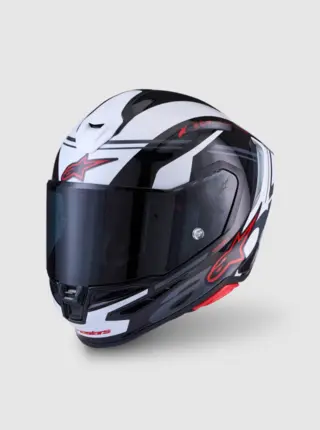 Alpinestars MC-Hjelm S-R7 A-Core Black/White/Red Glossy