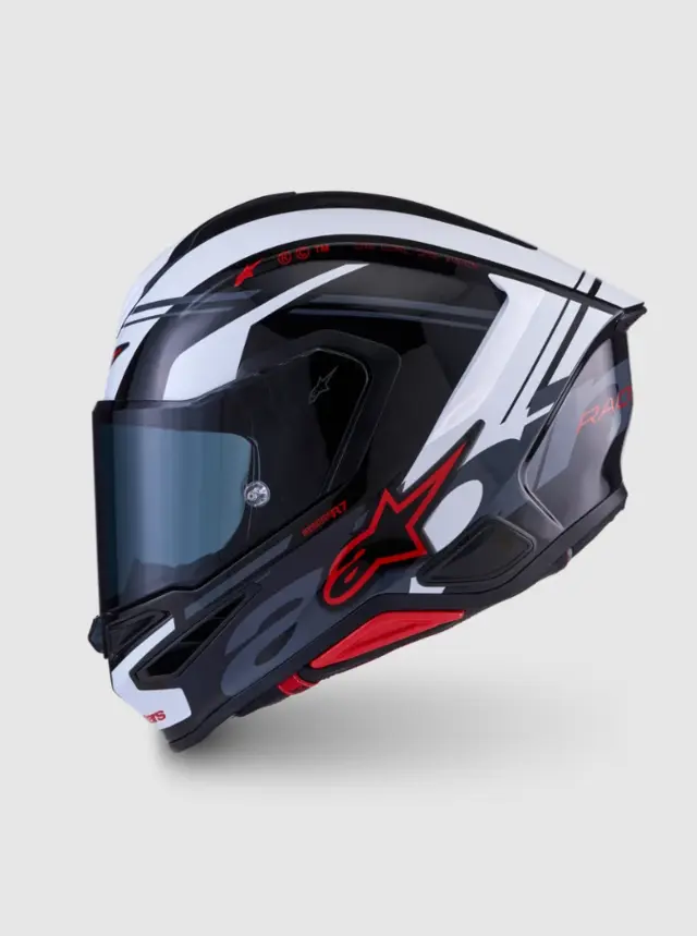 Alpinestars MC-Hjelm S-R7 A-Core Black/White/Red Glossy 