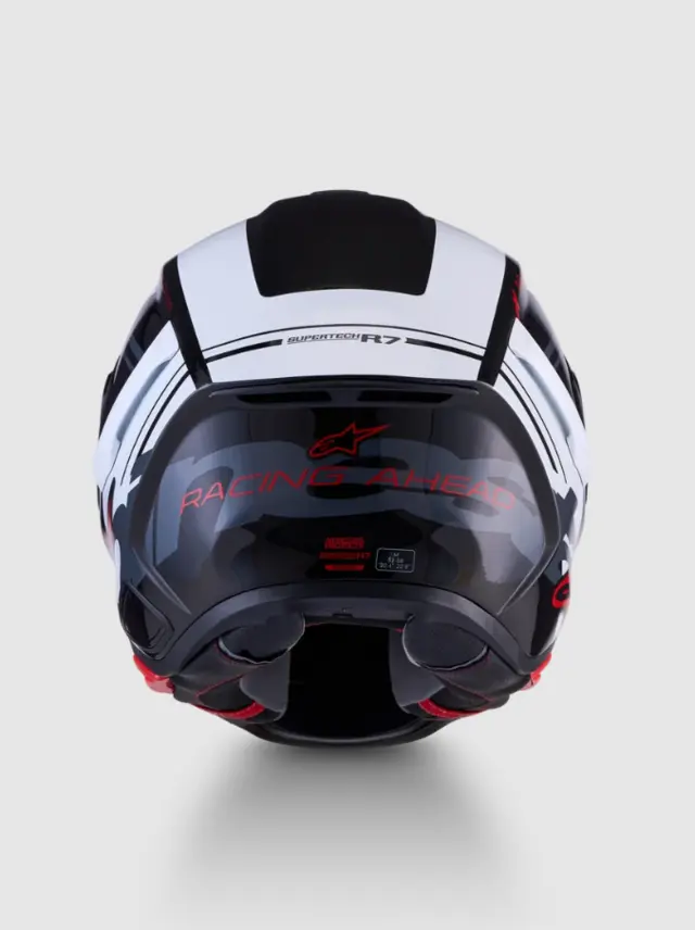Alpinestars MC-Hjelm S-R7 A-Core Black/White/Red Glossy 