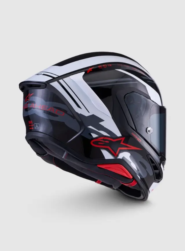 Alpinestars MC-Hjelm S-R7 A-Core Black/White/Red Glossy 