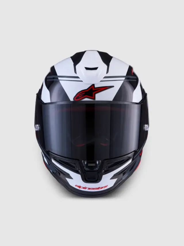 Alpinestars MC-Hjelm S-R7 A-Core Black/White/Red Glossy 