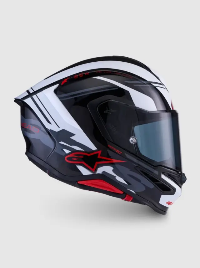 Alpinestars MC-Hjelm S-R7 A-Core Black/White/Red Glossy 