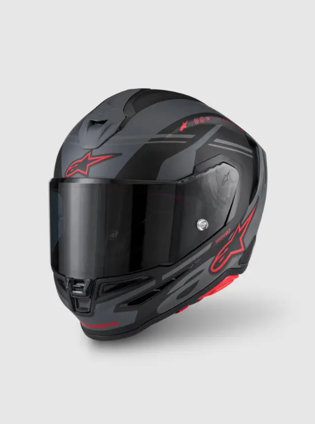 Alpinestars MC-Hjelm S-R7 A-Core Black/Gray/Red Matt 
