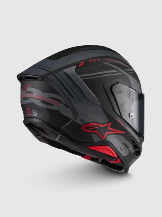 Alpinestars MC-Hjelm S-R7 A-Core Black/Gray/Red Matt 