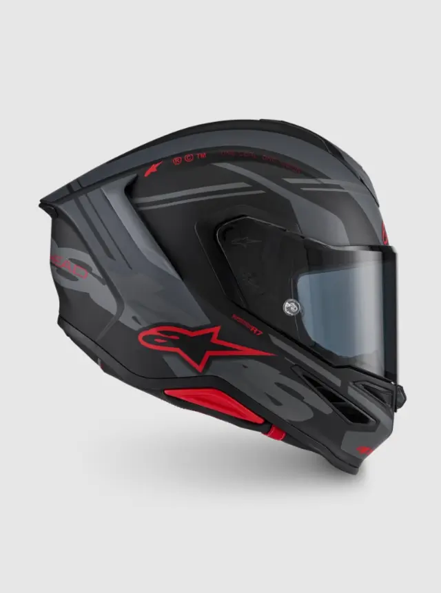 Alpinestars MC-Hjelm S-R7 A-Core Black/Gray/Red Matt 