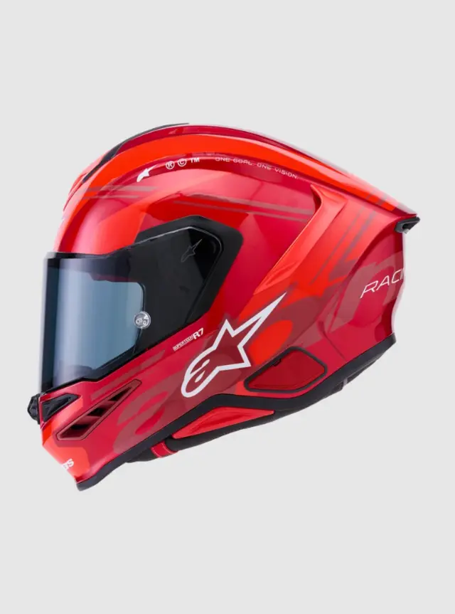 Alpinestars MC-Hjelm S-R7 A-Core Red/White Glossy 