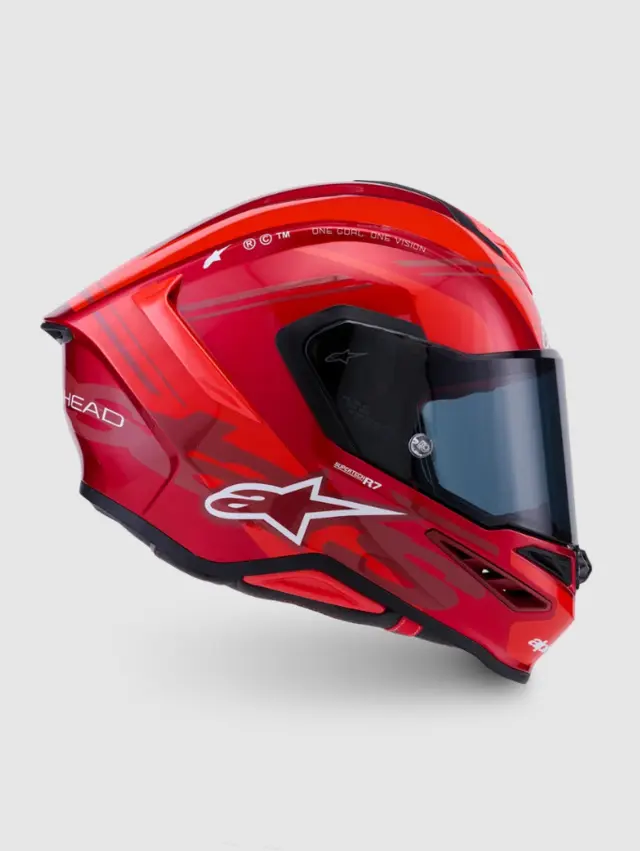 Alpinestars MC-Hjelm S-R7 A-Core Red/White Glossy 