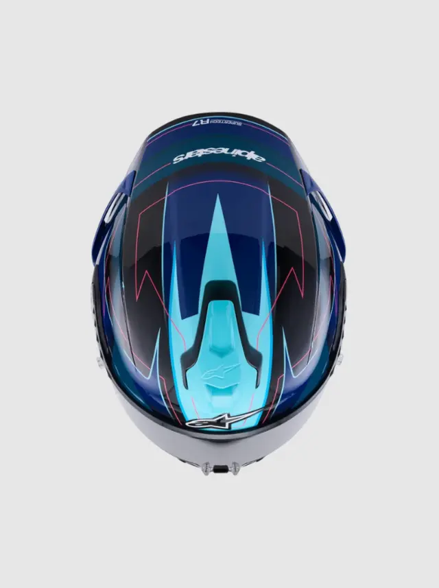 Alpinestars MC-Hjelm S-R7 Kinetis Black/Blue/Pink Fluo/White Glossy 