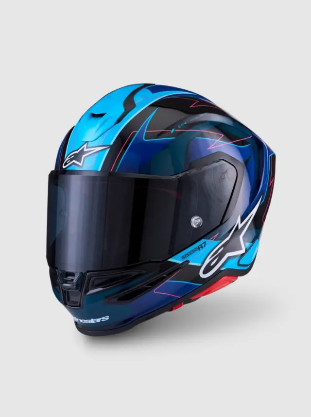 Alpinestars MC-Hjelm S-R7 Kinetis Black/Blue/Pink Fluo/White Glossy 