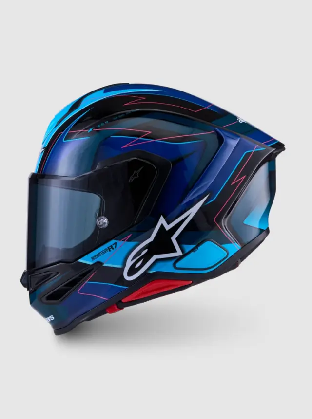 Alpinestars MC-Hjelm S-R7 Kinetis Black/Blue/Pink Fluo/White Glossy 