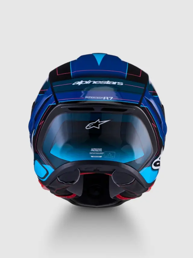 Alpinestars MC-Hjelm S-R7 Kinetis Black/Blue/Pink Fluo/White Glossy 