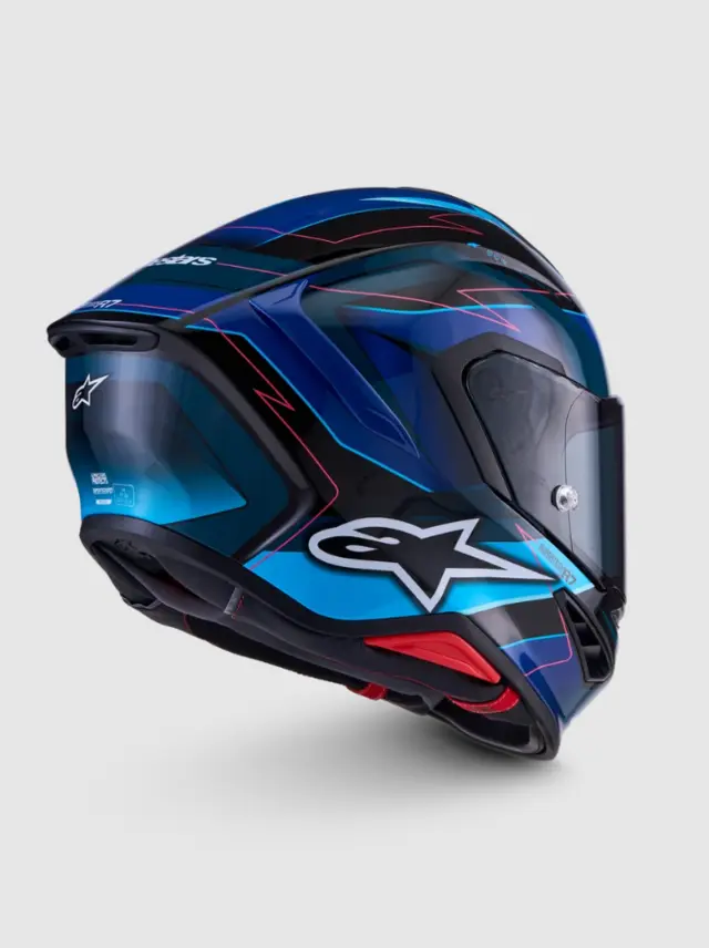 Alpinestars MC-Hjelm S-R7 Kinetis Black/Blue/Pink Fluo/White Glossy 