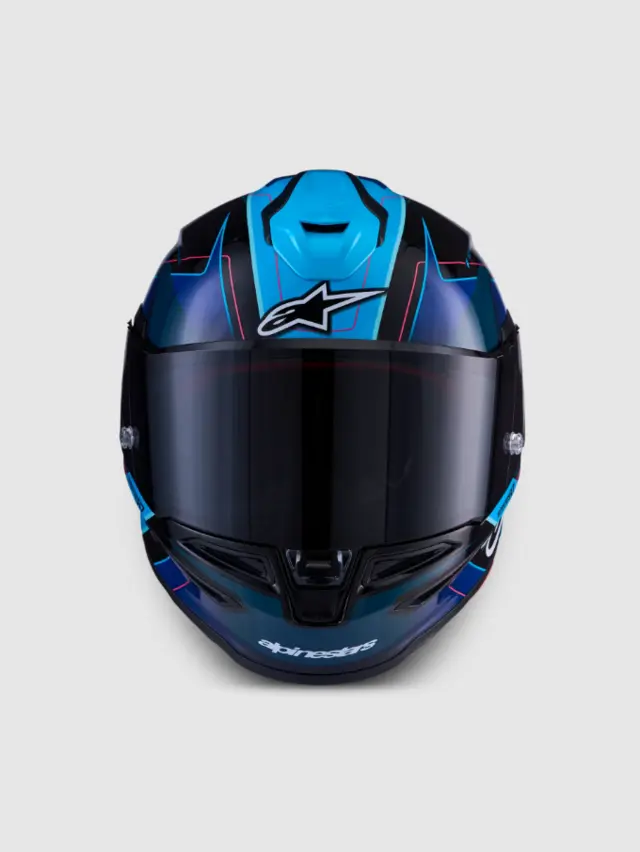 Alpinestars MC-Hjelm S-R7 Kinetis Black/Blue/Pink Fluo/White Glossy 