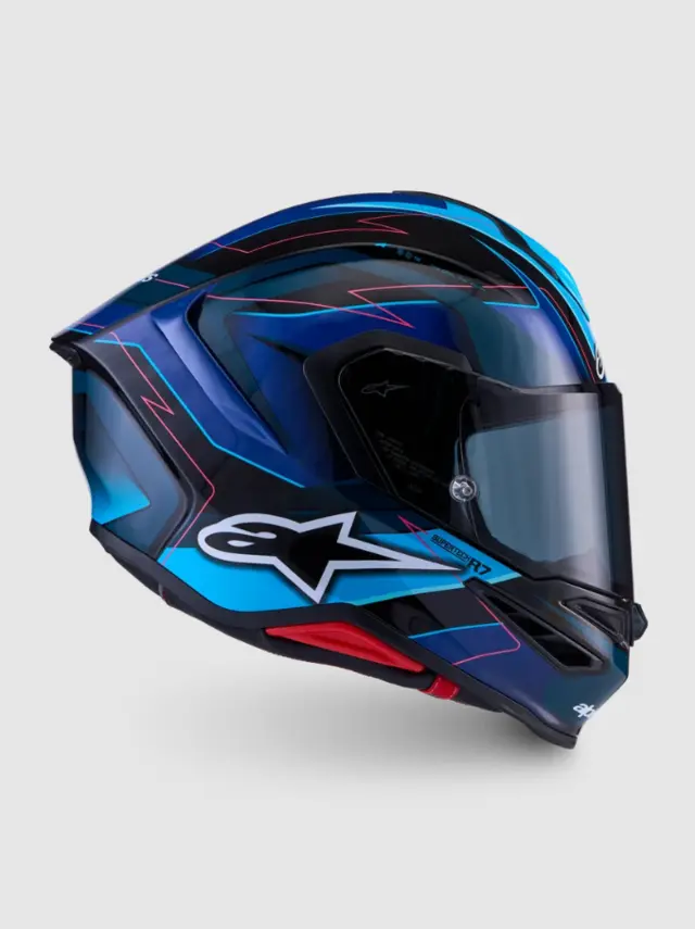 Alpinestars MC-Hjelm S-R7 Kinetis Black/Blue/Pink Fluo/White Glossy 