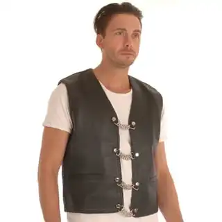 SKINNVEST EXTENDER SORT MC Skinnvest i tykt skinn