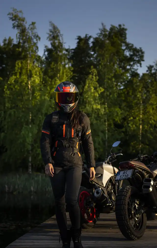 Bullfighter Trixy Dame MC-Jakke Svart/Oransje 