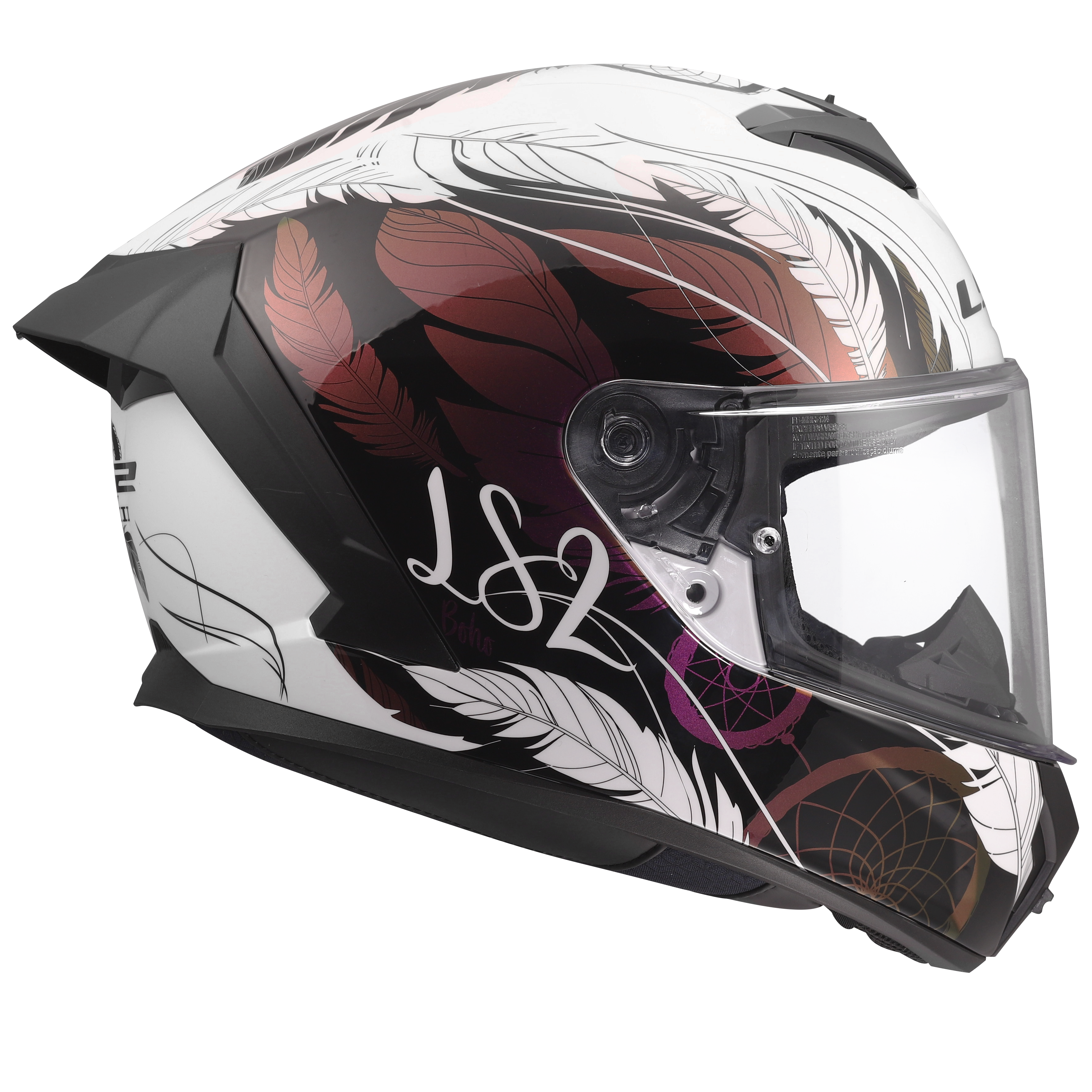 LS2 MC-Hjelm FF820 Rapid III Boho Hvit Svart Rosa 