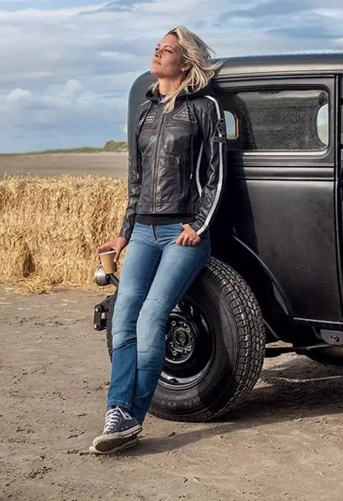 Difi Jolene Svart/Brun Skinnjakke 46 