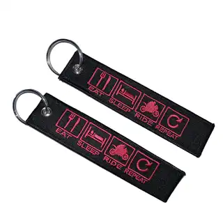 Nøkkelring Eat Sleep Ride Repeat Rød