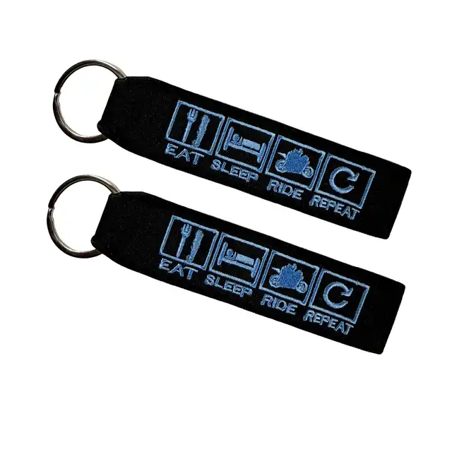 Nøkkelring Eat Sleep Ride Repeat Blå 