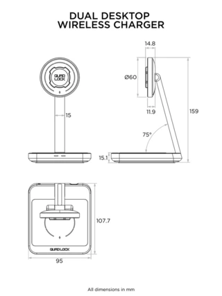 QUAD LOCK MAG Dual Wireless Charger QUADL DUAL DESKTOP WIRELESS CHARGER