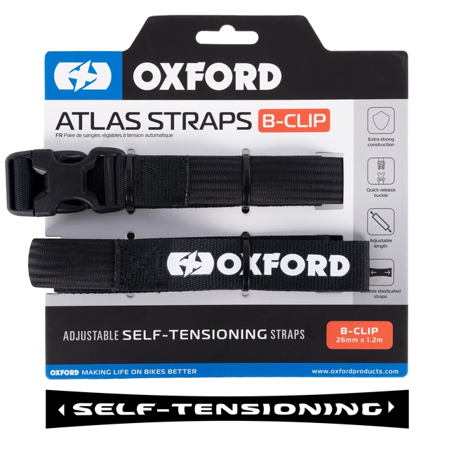 Oxford Atlas B-Clip 26 x 1.2M  (Pair) Atlas B-Clip 26mm x 1.2M Black (Pair) 