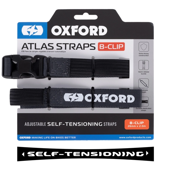 Oxford Atlas B-Clip 26 x 2.0M  (Pair) Atlas B-Clip 26mm x 2.0M Black (Pair) 