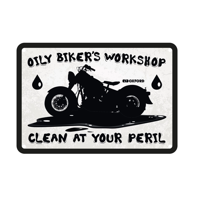 Oxford : Oily Biker's Workshop Garage Metal Sign: Oily Biker's Workshop 