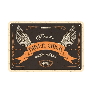 Oxford : BIKER CHICK WITH.. Garage Metal Sign: BIKER CHICK WITH..